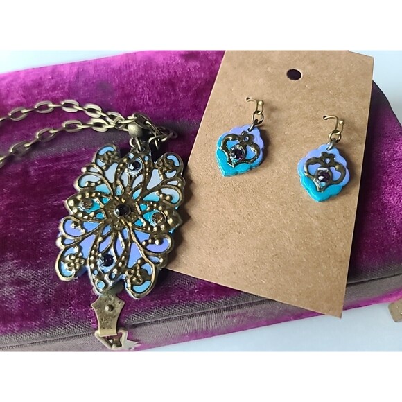 Multicolored Floral Polymer Clay Jewelry Set, NEW - Picture 1 of 10